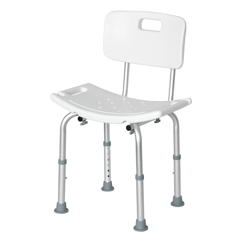 Tool-Free Height Adjustable Removable Back Shower Chair Without Arms