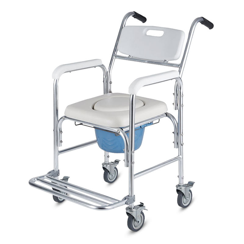 Portable Bathroom Toilet Chair Elderly Commode Chair With Potty Roller